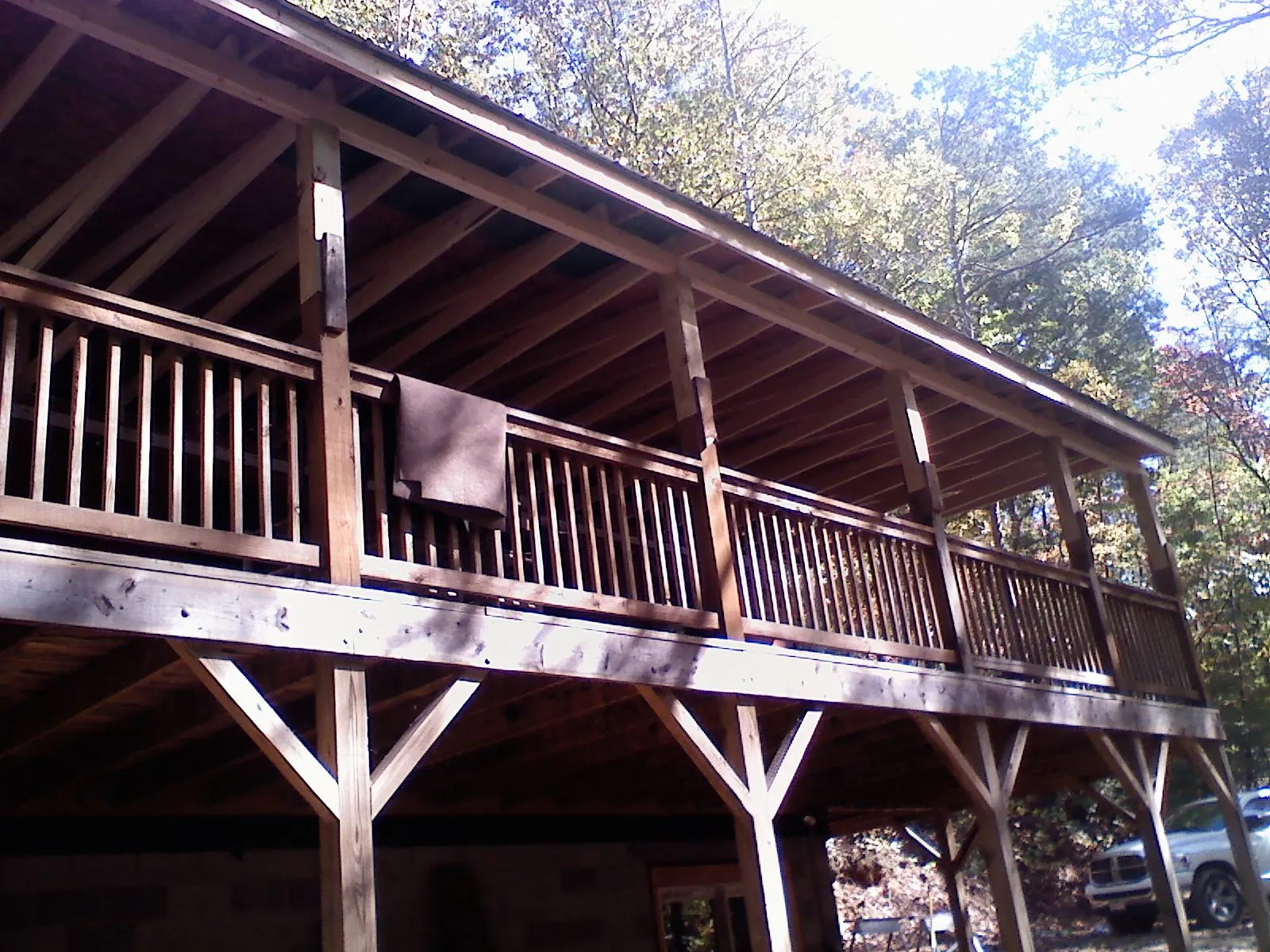 Timber framing under a new elevated porch and deck — Roof Leak Repair in Locust Grove by Roofing Brothers